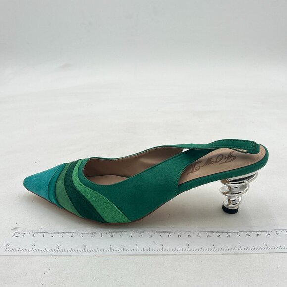 FOWT Women Rainbow Color Stripes Strange Spiral High Heel Pumps Slip On Pointed - Picture 2 of 8